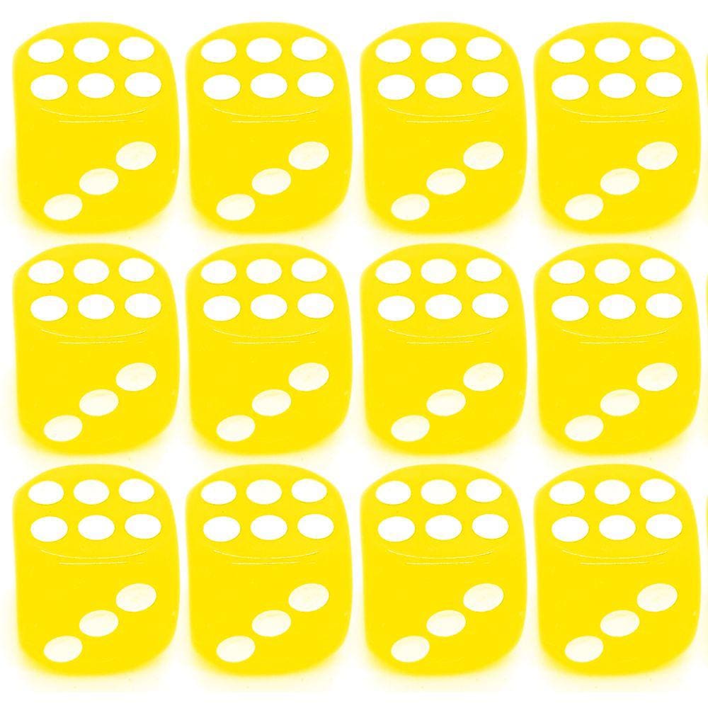 Kit 12 Dados Amarelos 6 Lados 14mm Orixás Umbanda Erês