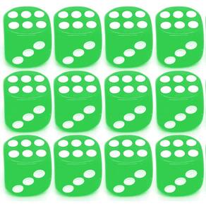 Kit 12 Dados Verde 6 Lados 14mm Orixás Umbanda Ogum