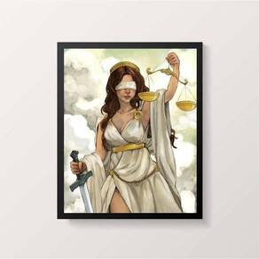 Quadro Deusa Da Justiça Ii 45X34Cm - Com Vidro Moldura Preta