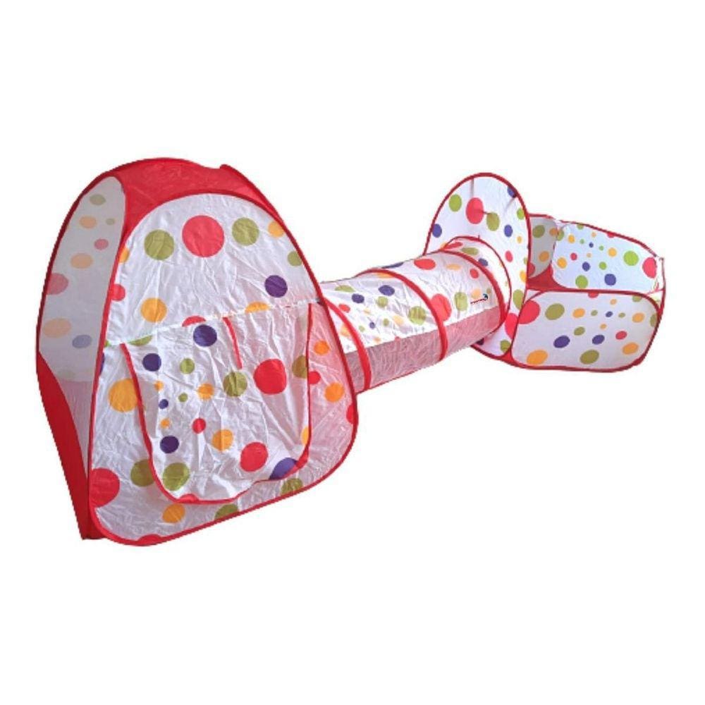 Barraca Infantil Toca Túnel Piscina Bolinhas Bw158 Vermelho
