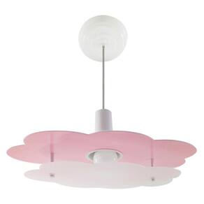 Luminária Pendente Nuvem Rosa Infantil Teto Quarto Menina O