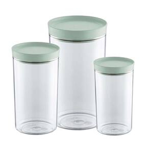 Jogo De Porta Mantimentos Potes Acrílico 3 Peças Uz Verde
