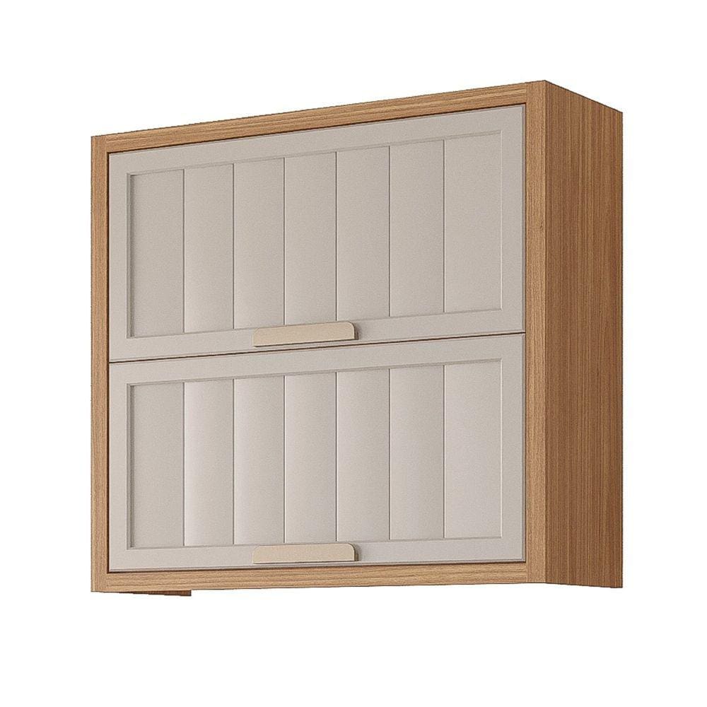 Armário Aéreo 2 Portas Basculantes 80cm Helen Yescasa Freijó/Off White