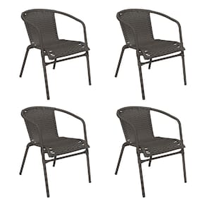 Kit 4 Cadeiras de Fibra de Junco Sintético com Proteção Uv Luxo Top - Café