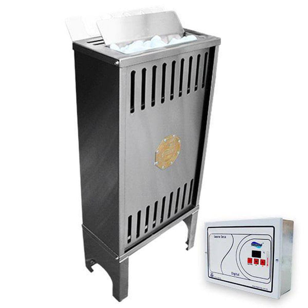 Sauna Seca Elétrica 6Kw Inox Trifásica 380V Dig Impercap