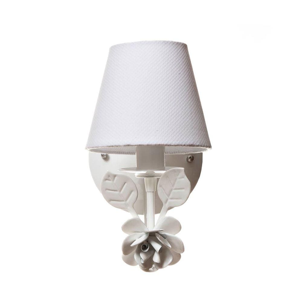 Arandela 1 Lâmpada Flor Grande Branca Quarto Bebê Infantil