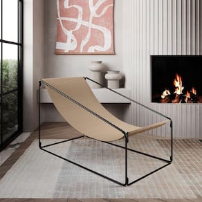 Espreguiçadeira Industrial Luxo Arpoador Tecido Suede Bege - Bege