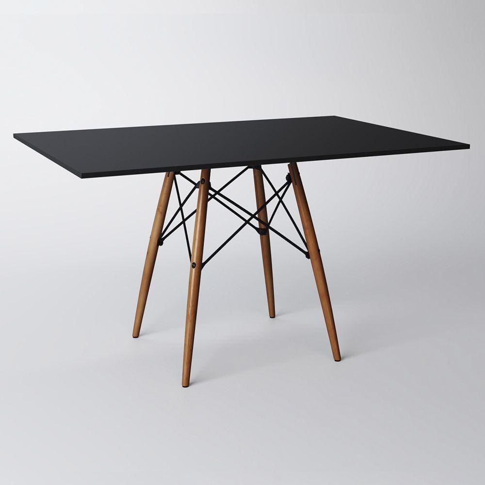 Mesa Dkr Eiffel Retangular Tampo De Madeira 120X75Cm Preto - Branco
