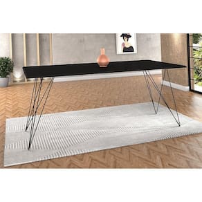 Mesa De Madeira Trama Base Preta Com Tampo Preto 140 X 80 - New Green - Preto