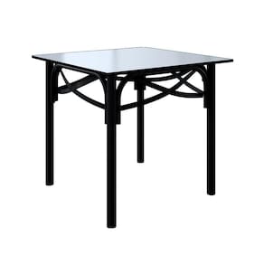 Mesa Katrina Preta Quadrada Tampo De Madeira 90 Cm New Green - Marrom