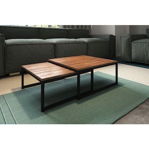 Duo Mesa De Centro Catarina Preto E Tampo Amêndoa New Green - Marrom