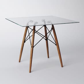 Mesa Eiffel Wood Tampo De Vidro Quadrado 110 Cm New Green - Branco