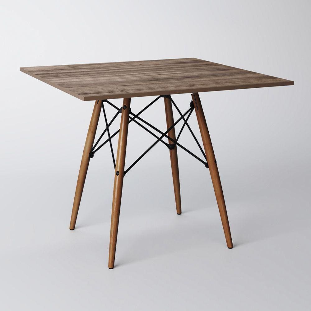 Mesa Eiffel Wood Tampo Quadrado De Madeira 90 Cm Amêndoa New Green - Marrom