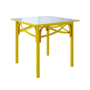Mesa Katrina Amarela Quadrada Tampo De Madeira 90 Cm New Green - Branco
