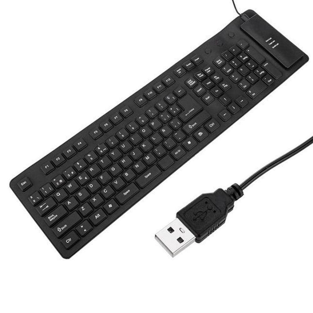 Teclado Emborrachado Dobrável Usb Laptop Pc Tablet Com Fio