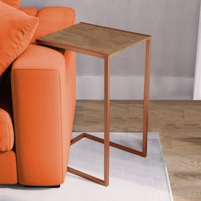 Mesa Lateral Industrial Steel Cobre E Imbuia - Marrom