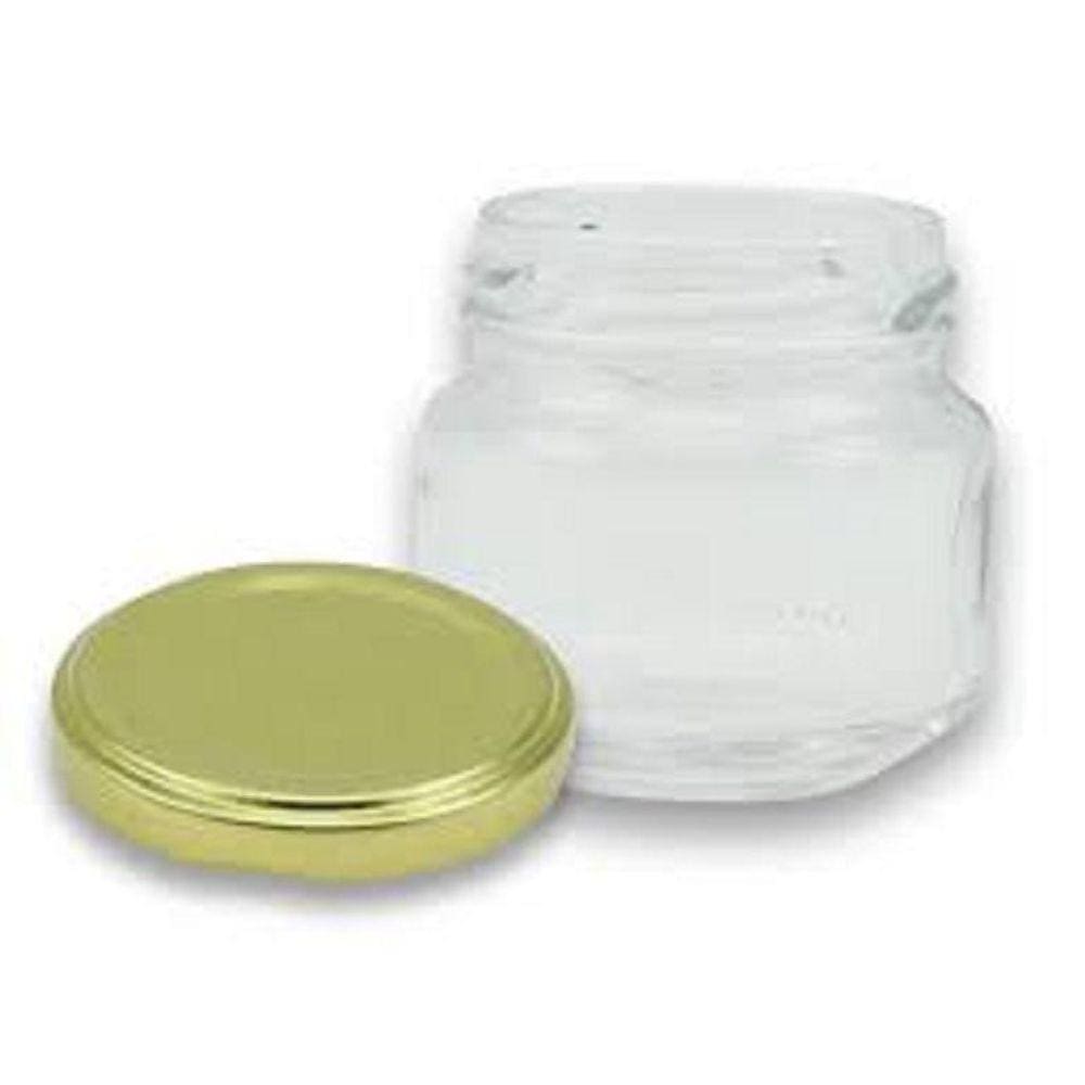 Pote De Vidro Cristal 122Ml Com Tampa Ouro Kit 24 Unidades