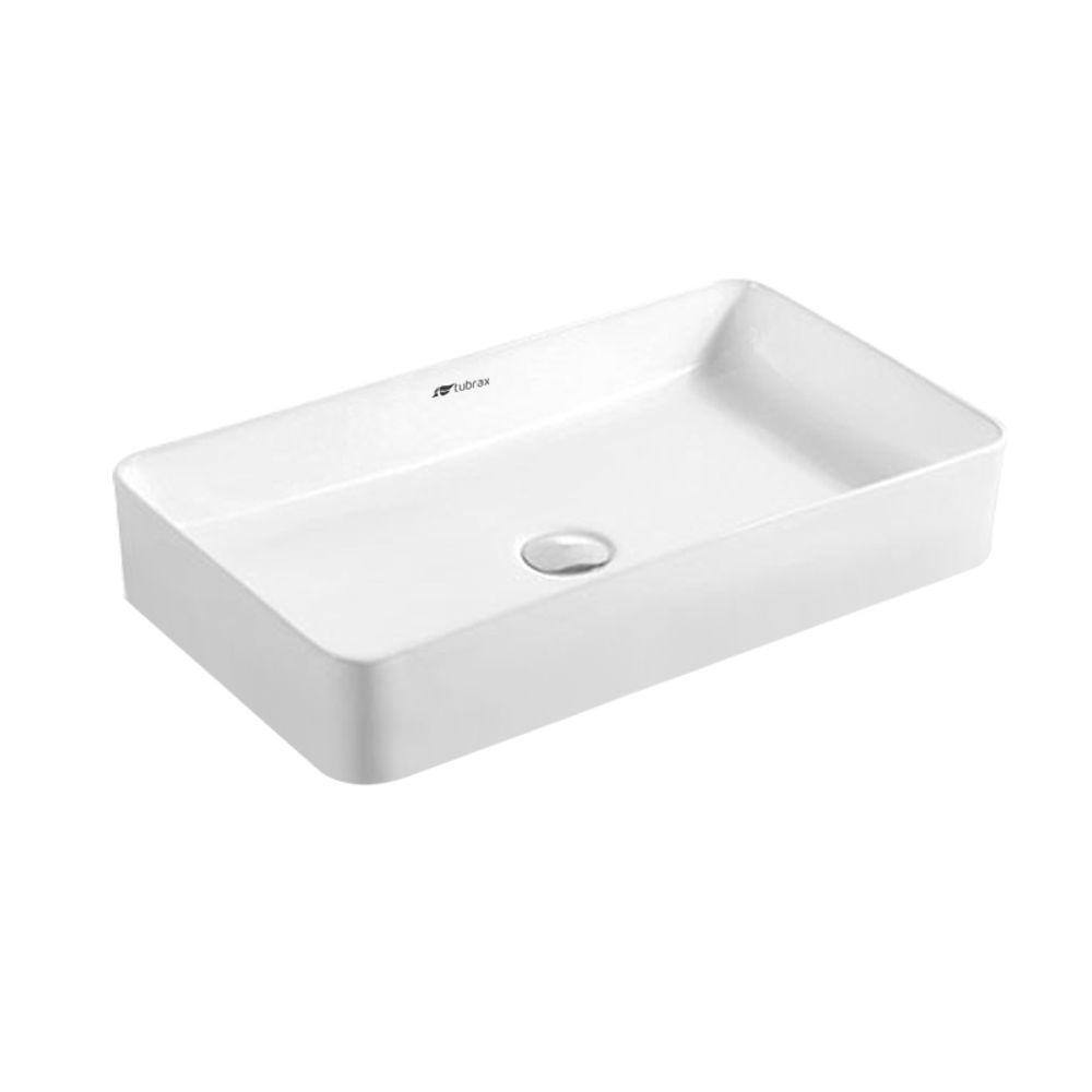 Cuba Banheiro Lavabo Em Louça Branca 61x35 Sobrepor Retangular Tubrax - VAB0009