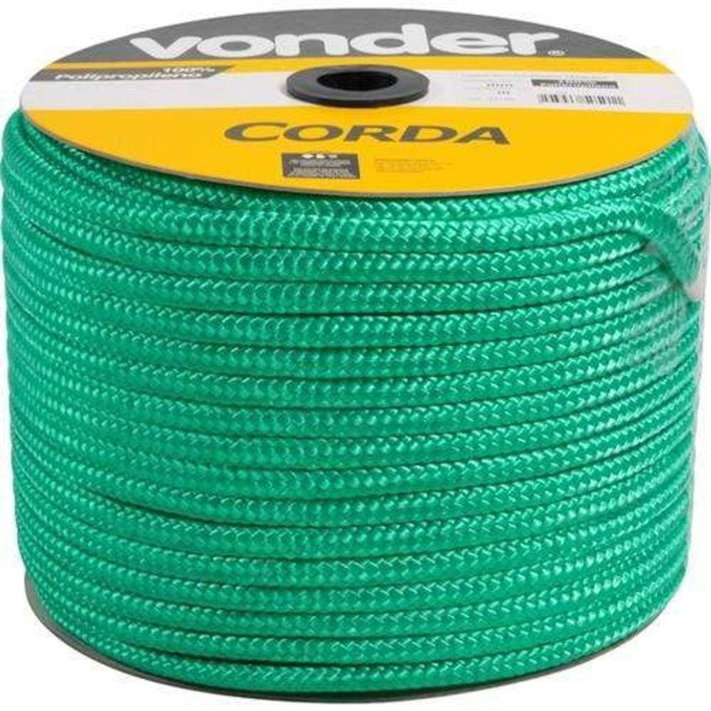 Corda Seda Trançada Verde 10mm Com 100 Metros Arteplas