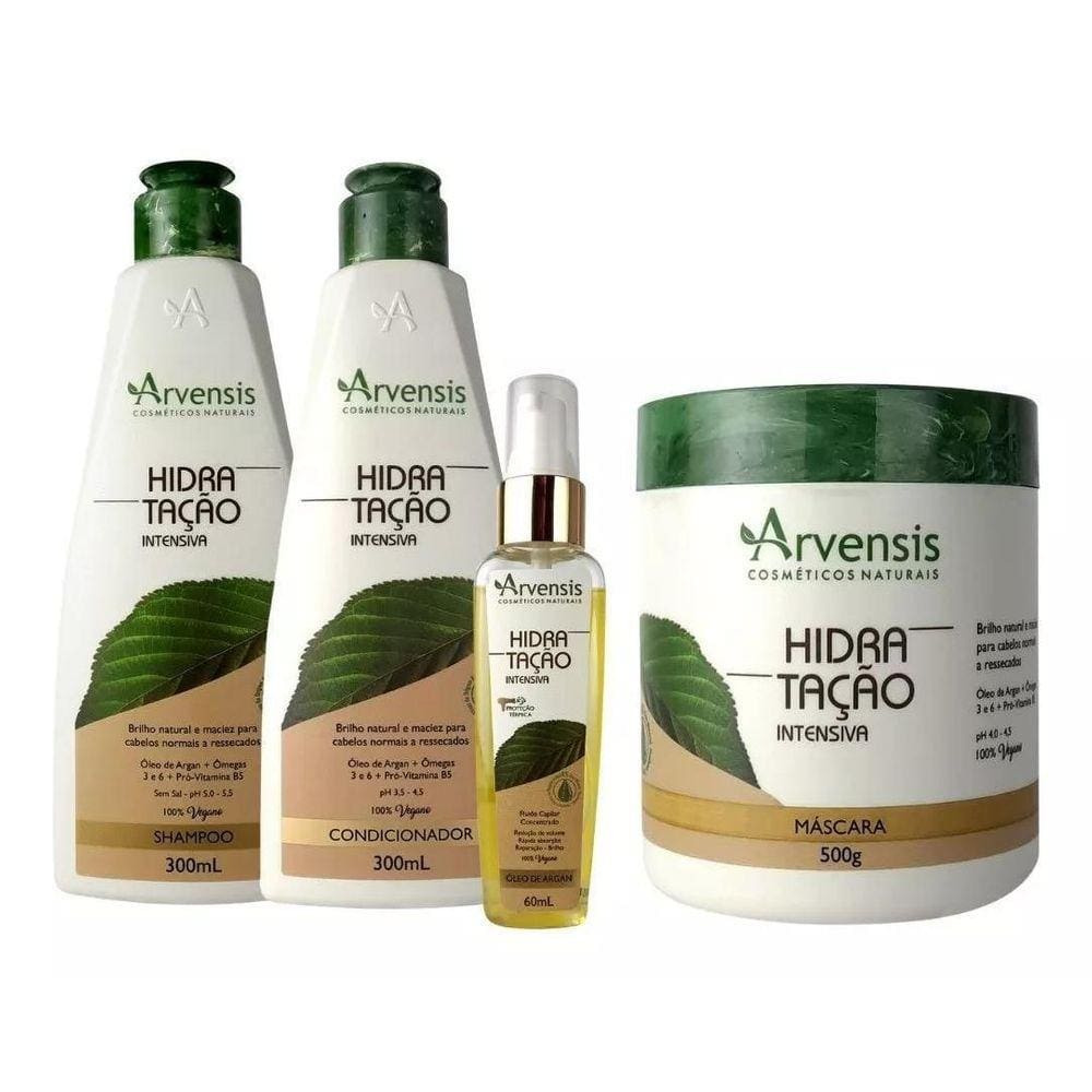 Kit Arvensis Hidratação Shampoo Cond. Argan Mascara 500G