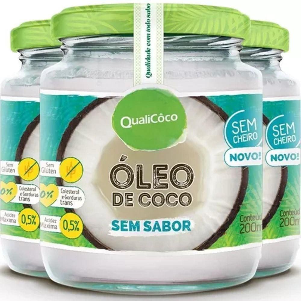 Óleo De Coco Sem Sabor Qualicoco 200Ml 3 Unidades