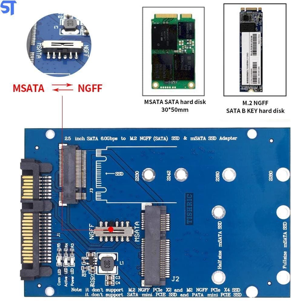 Adaptador De Ssd M.2 Ngff Para Sata 6,0Gbs De 2,5 Azul