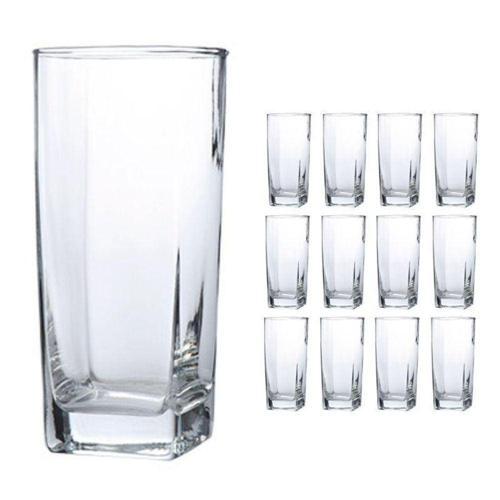 Copo Vidro 320Ml Suco, Água Bali Kit Com 12 Transparente