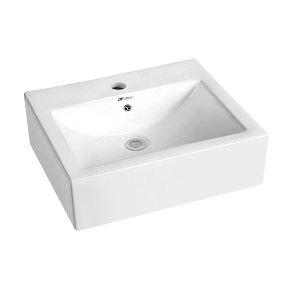 Cuba Lavabo Banheiro Em Cerâmica Louça Retangular 53,5x42Branca Apoio Tubrax