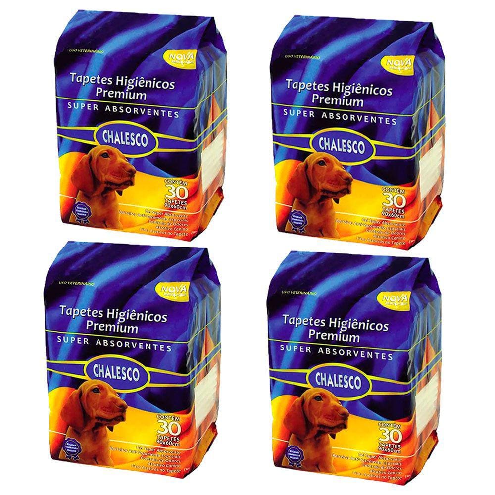 Kit 4 Tapetes Higiênicos Cães Chalesco C/30 Unidades