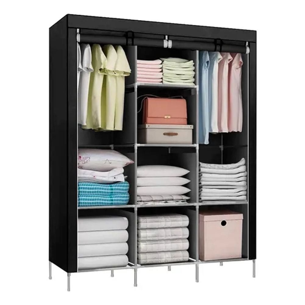 Guarda Roupa Decoteam Dobravel De Pano Preto- 88130B-5
