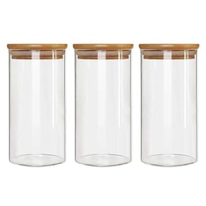 Kit 3 Potes Borossilicato Hermético Tampa Bambu 600Ml Class