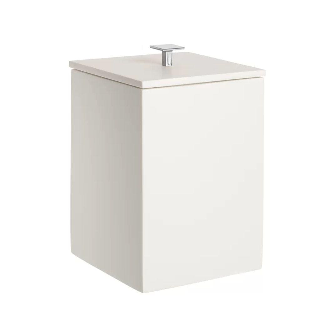 Lixeira Quadrada 5,5L Em Resina Branco - Cromado
