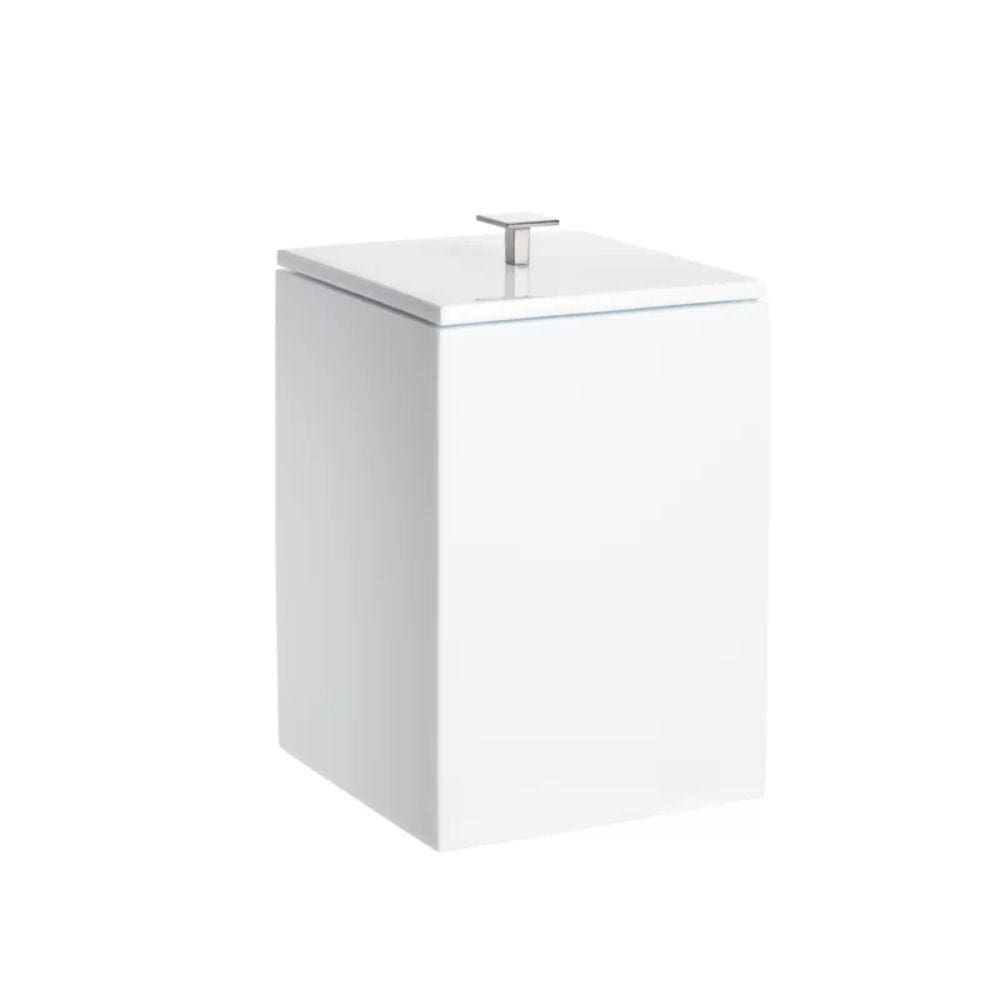 Lixeira Quadrada 4L Em Resina Branco - Cromado