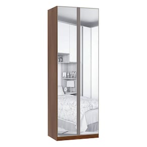 Guarda Roupa Solteiro 2 Portas Alumínio Inox com Espelho 3 Gavetas 80 cm Prime Luciane Móveis