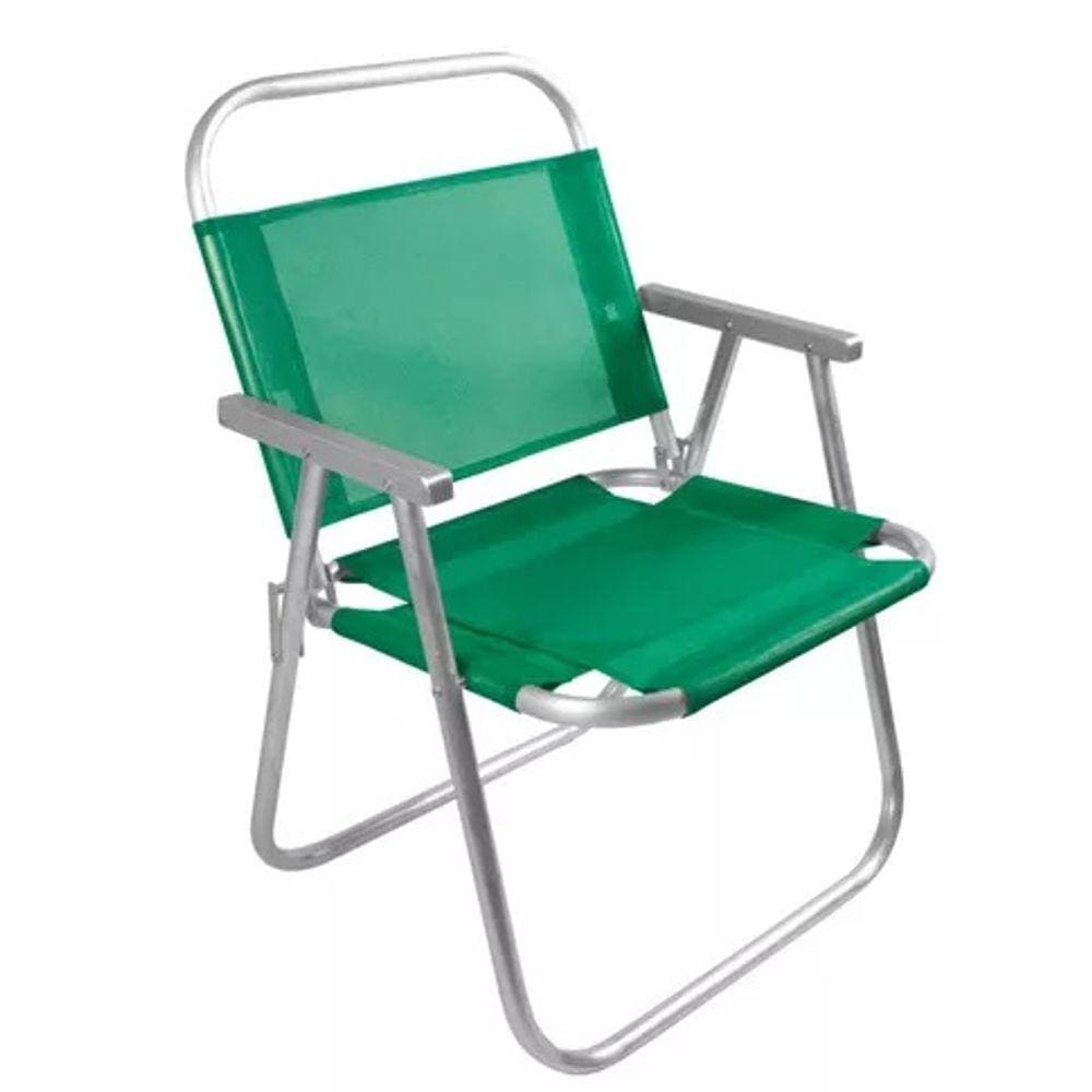 Cadeira De Praia Reforçada Aluminio 150kg- verde bandeira