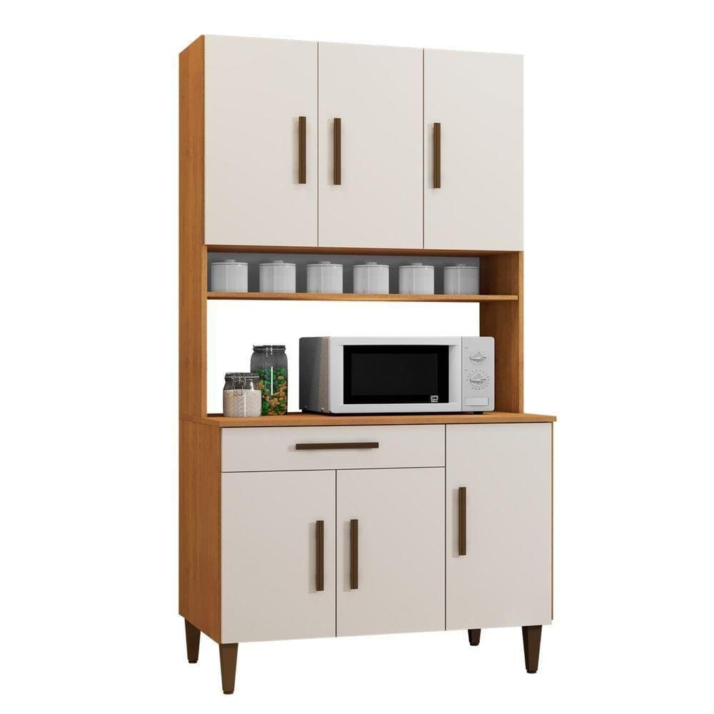 Armario De Cozinha 6 Portas 1 Gaveta Salvador Kaiki Moveis Nature/Off White