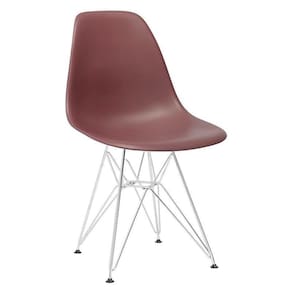 Cadeira Eames Eiffel Dkr Com Base De Metal Cromado Marrom Marrom