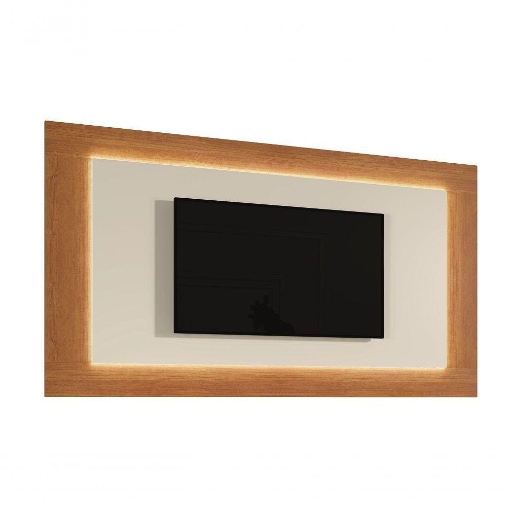 Painel Grécia Com Led 2,20 Para Tv Até 65 Polegadas Mavaular Naturalle/Off White