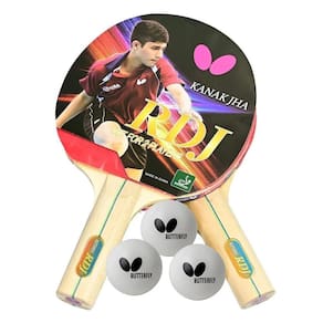 2 Raquete Tenis De Mesa Butterfly Rdj Treino Classica 3 Bola