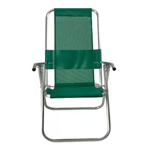 Cadeira De Praia Alumínio Reclinável Reforçada 150kg- verde bandeira
