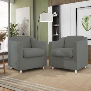 Kit 02 Poltronas Recepção Consultório Suede Balaqui Decor Cor:cinza
