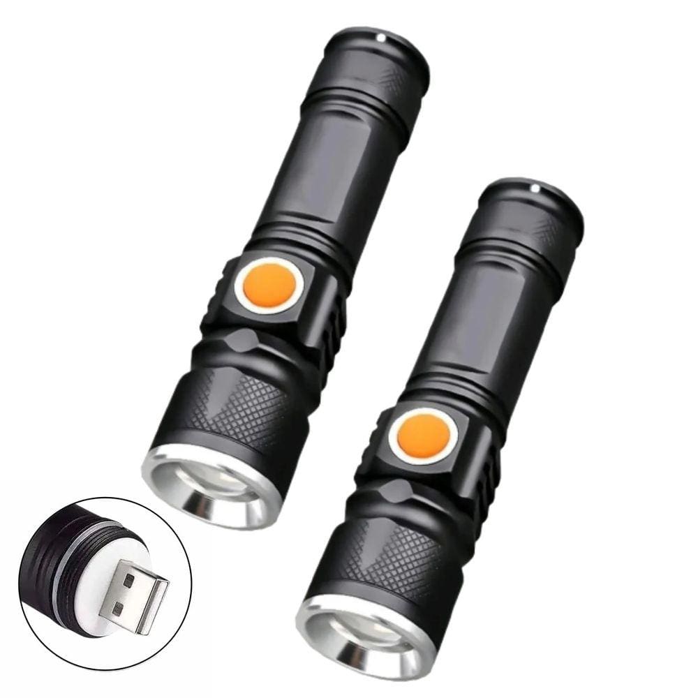 Kit 2 Lanterna Tatica Militar Longo Alcance Recarregavel Usb
