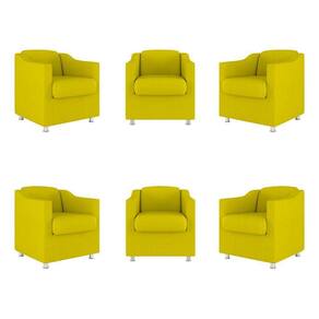 Kit 06 Poltronas Sala De Espera Clinica Suede Balaqui Decor Cor:amarelo