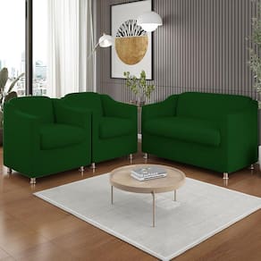 Kit 2 Poltronas Decorativa Tilla + Namoradeira Sala De Estar Cor:verde