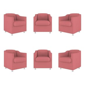 Kit 06 Poltronas Sala De Espera Clinica Suede Balaqui Decor Cor:rosa