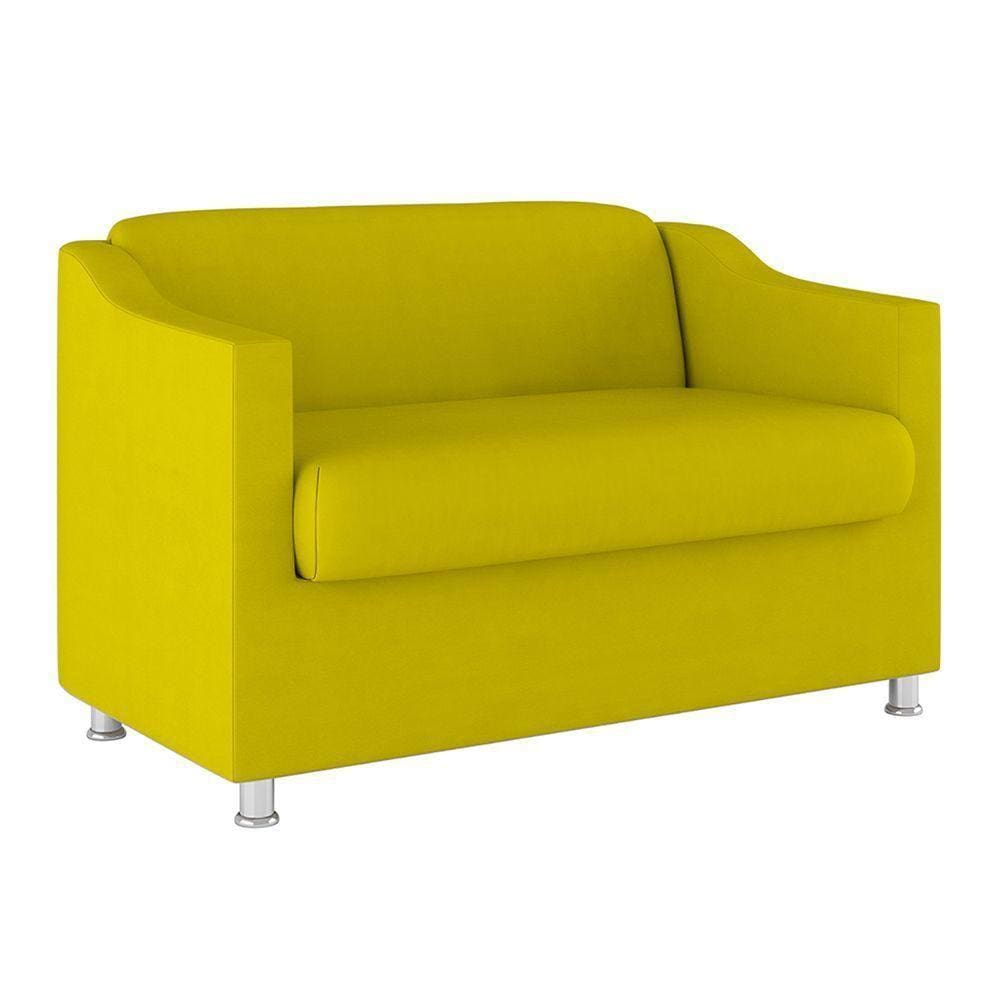 Sofá Namoradeira 2 Lugares Tilla Sala De Espera Suede Cor:amarelo