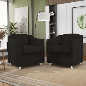 Kit 02 Poltronas Recepção Consultório Suede Balaqui Decor Cor:preto