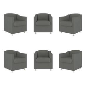 Kit 06 Poltronas Sala De Espera Clinica Suede Balaqui Decor Cor:cinza