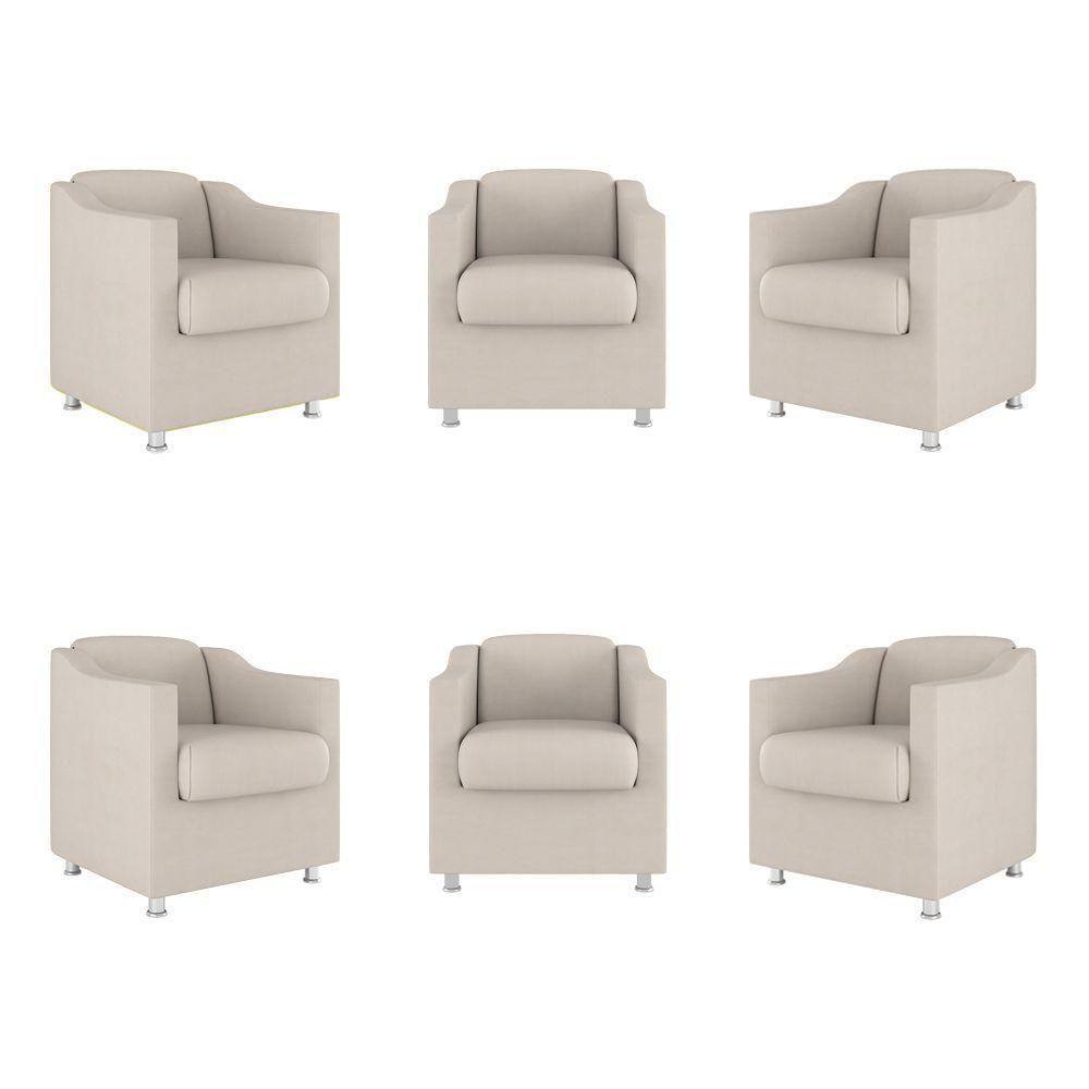 Kit 06 Poltronas Sala De Espera Clinica Suede Balaqui Decor Cor:bege