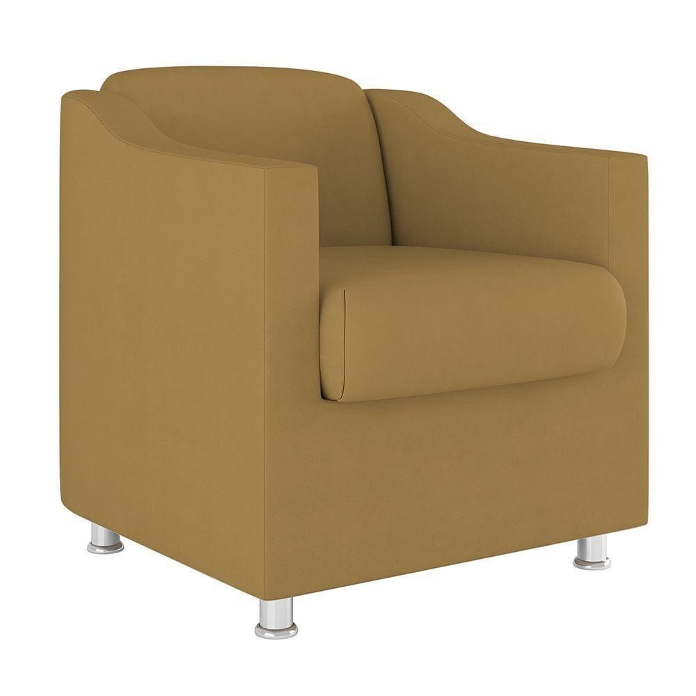 Poltrona Decorativa Tilla Reforçada Sala – Balaqui Decor Cor:capuccino